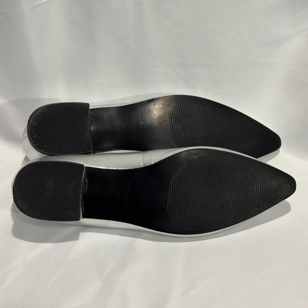 Marc Fisher LTD Gunner Flats Metallic Silver Leather Pointed Toe Slip On Size 8 - Picture 9 of 13